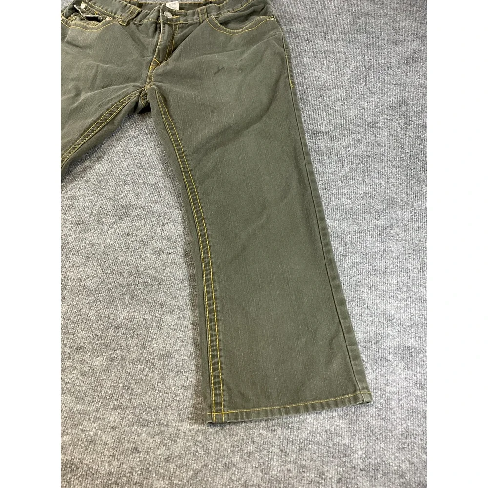 True Religion USA Made Jeans Mens 42x28 Olive Green Straight Denim Pants Y2K